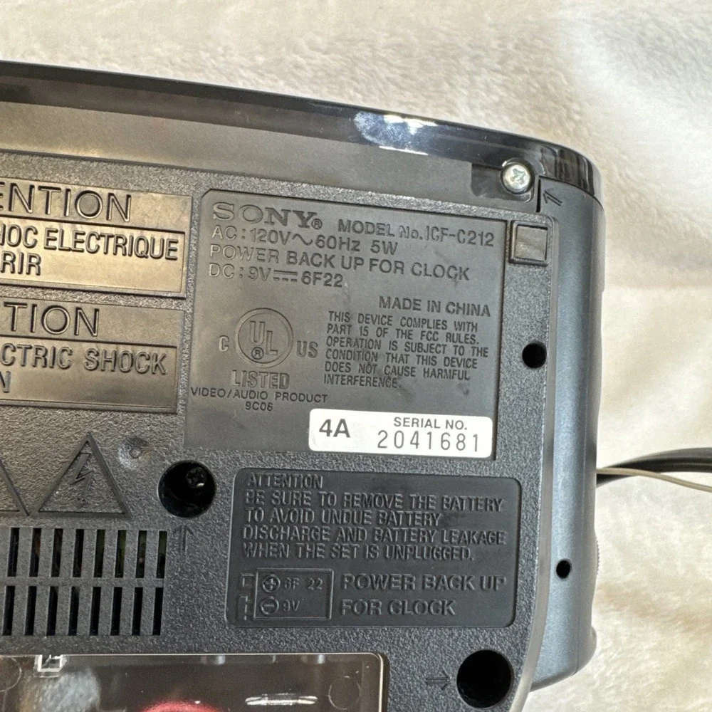 Sony Dream Machine FM/AM Clock Radio Alarm ICF-C212 Bedside Wake‎ Up